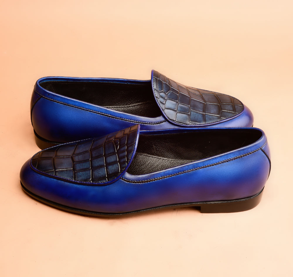 Blue Belgian Loafers For Men