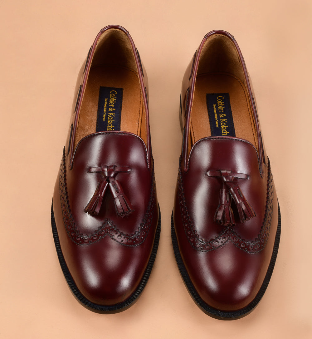 Christian louboutin Classic And Modren Design Blend The Burgundy Tassel Loafers