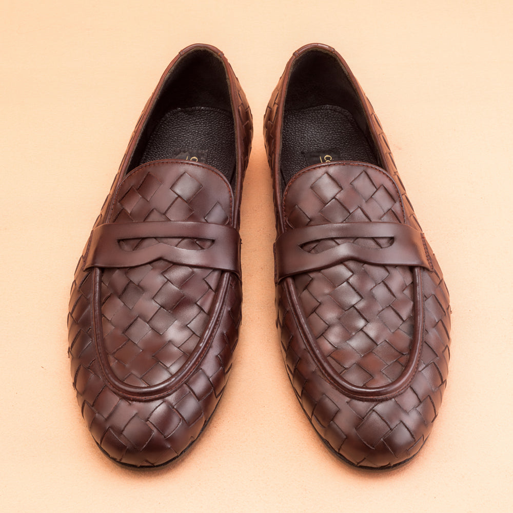 The Classic Cocoa Brown Woven Loafers