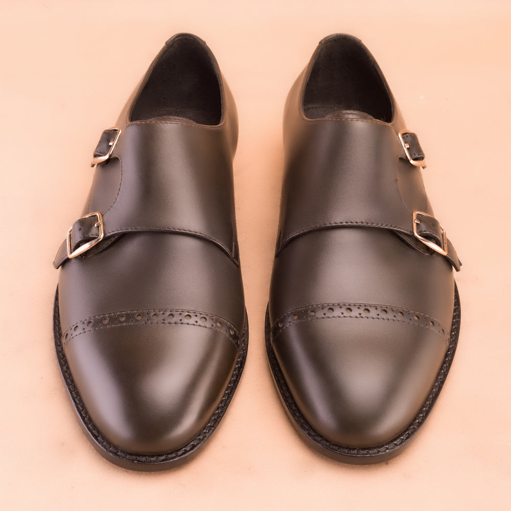 Reseda Green Patina Double Monk-Strap Shoes