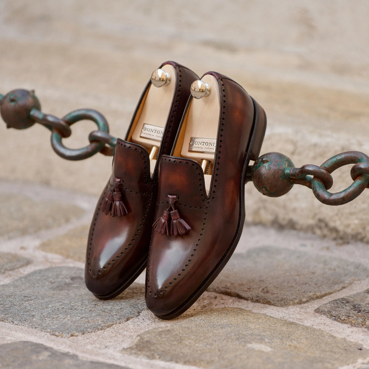 "Sallustio max" Loafer with hand-made Tassels in Aubergine Brown