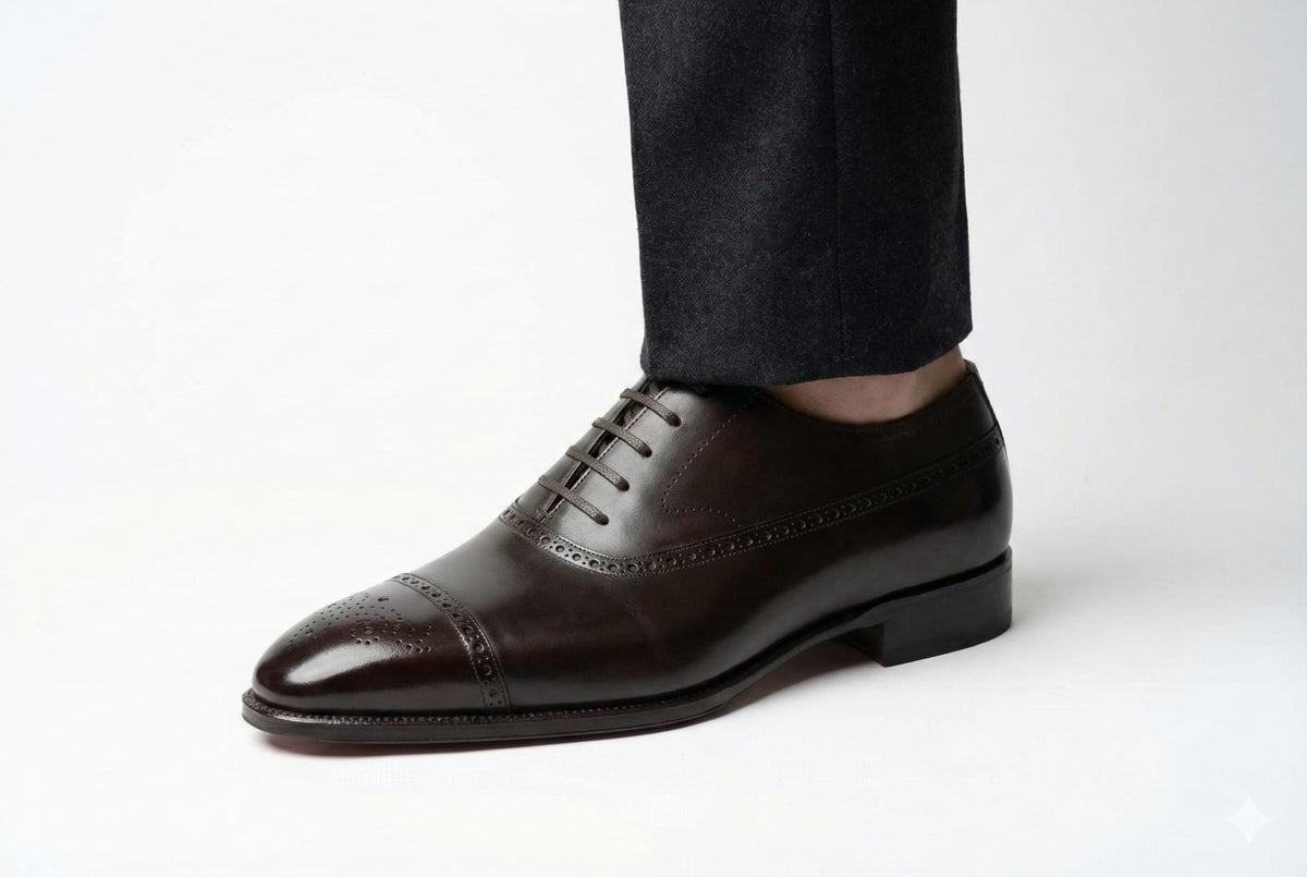 Pellevista Oxford Black Leather Shoes, Red Sole | Premium Formal Men’s Footwear