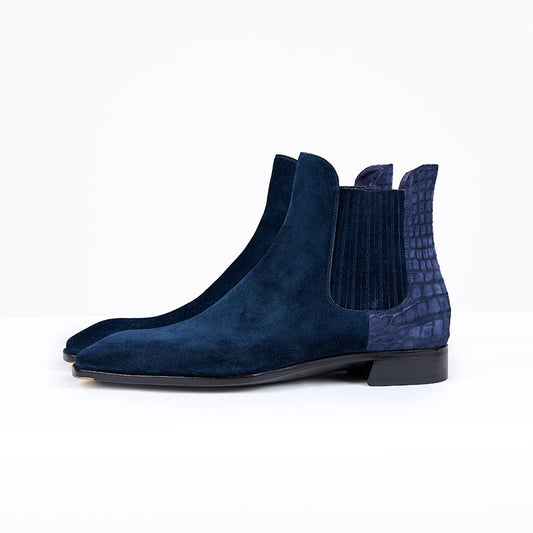 Baby Calf Suede Chelsea Boots#Color_Blue
