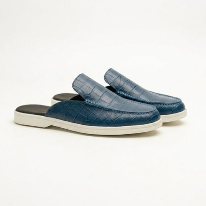 Malaga Navy leather mules by LAURVELLI - view 2