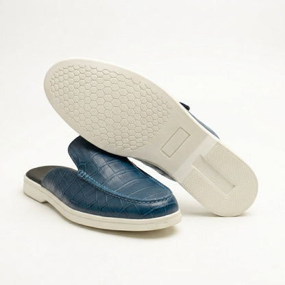 Malaga Navy leather mules by LAURVELLI - view 3