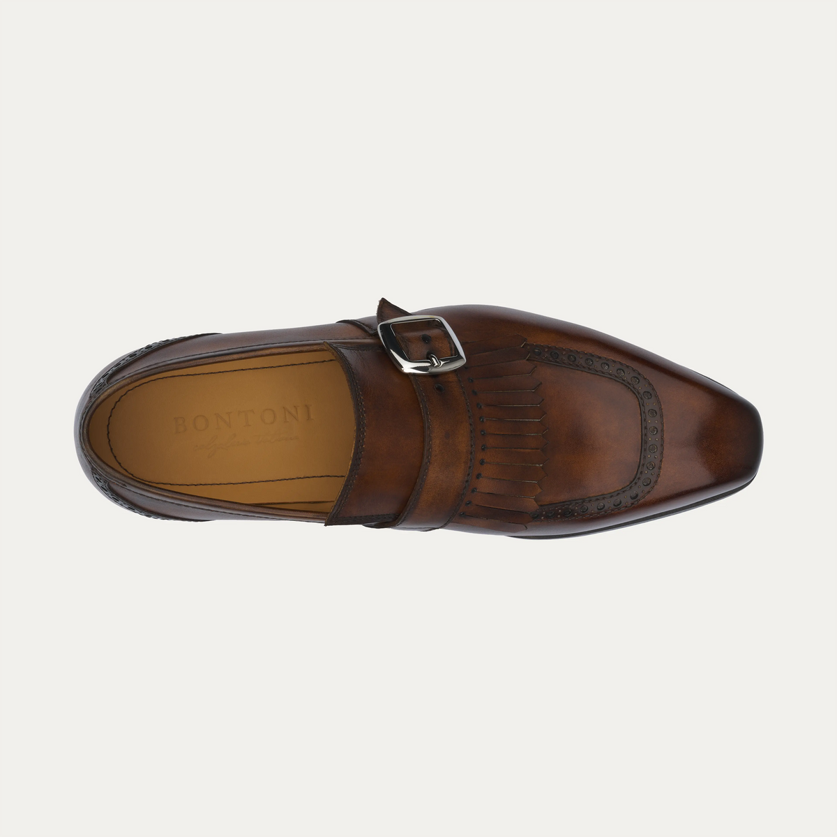 Buckle Loafers with Kiltie Fringe and Perforated Brogue Detailing in Brown