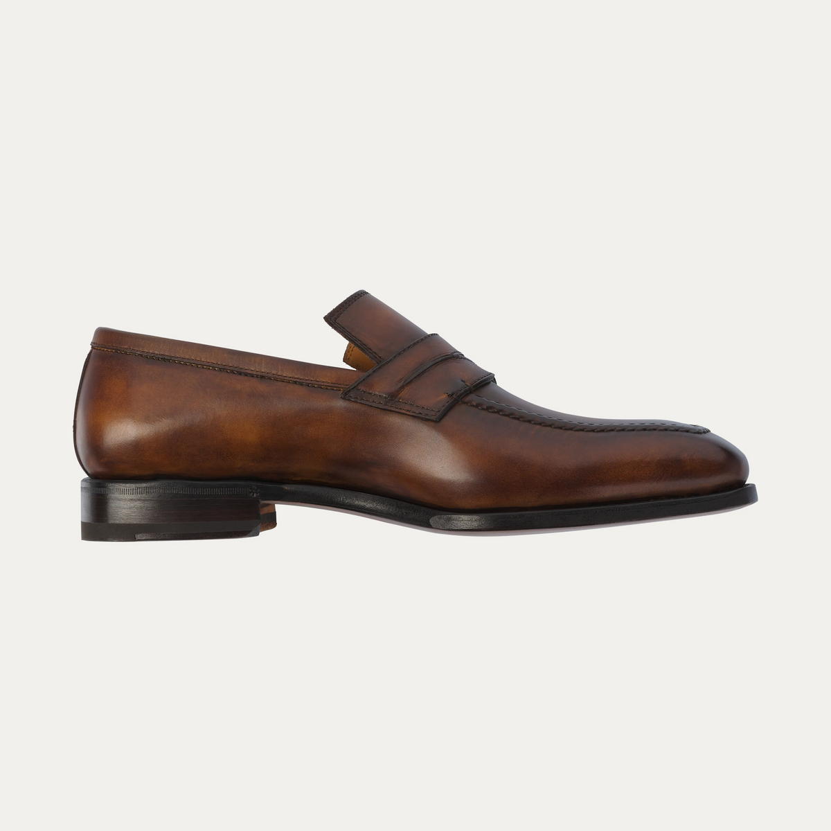 "Capitano" Penny Loafer with Hand-sewn Apron in Burnt