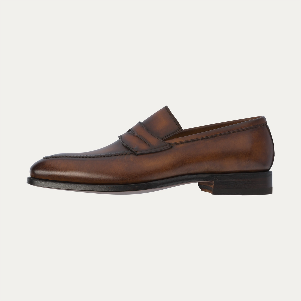 "Capitano" Penny Loafer with Hand-sewn Apron in Burnt