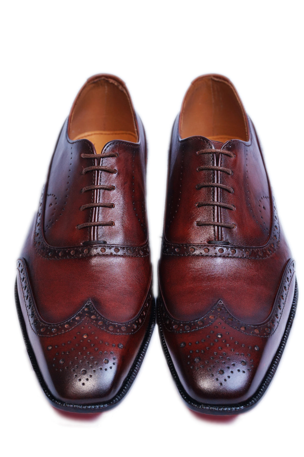 The Wingtip Carmine Patina Oxfords
