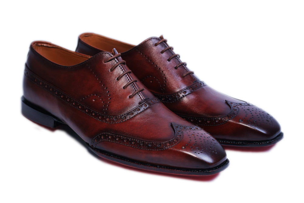 The Wingtip Carmine Patina Oxfords