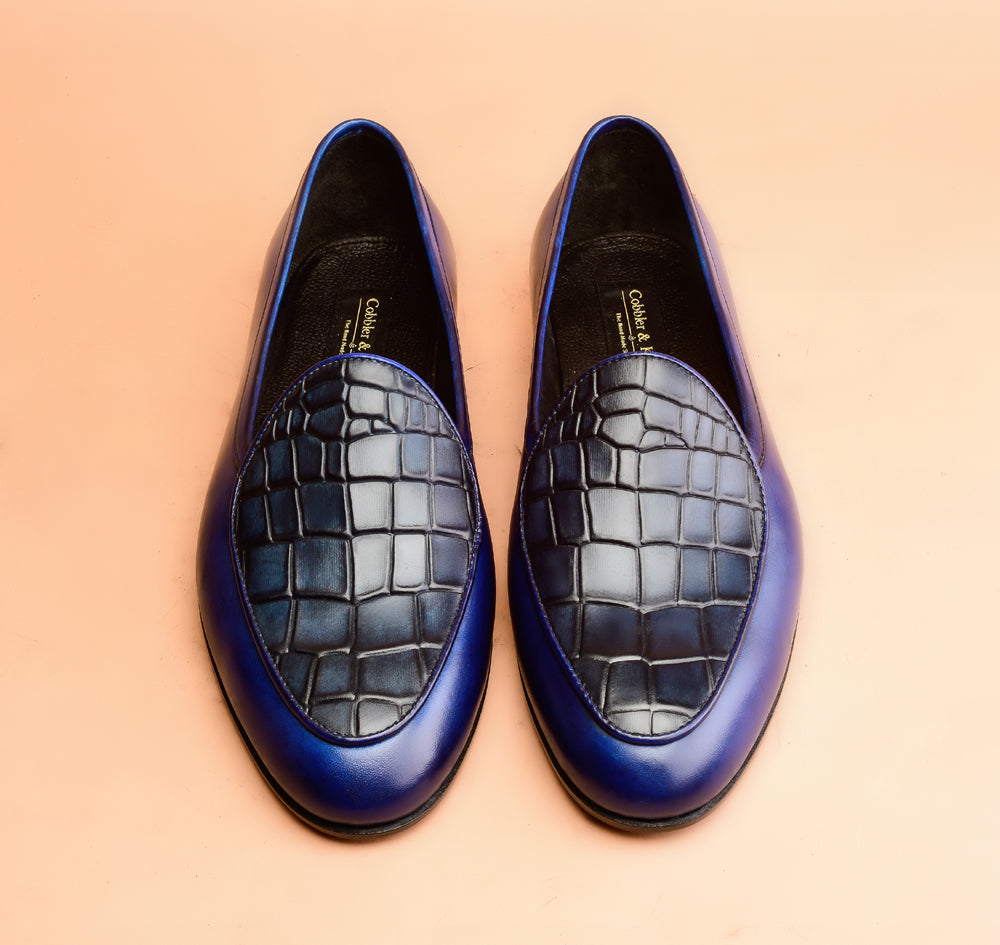 Blue Belgian Loafers For Men
