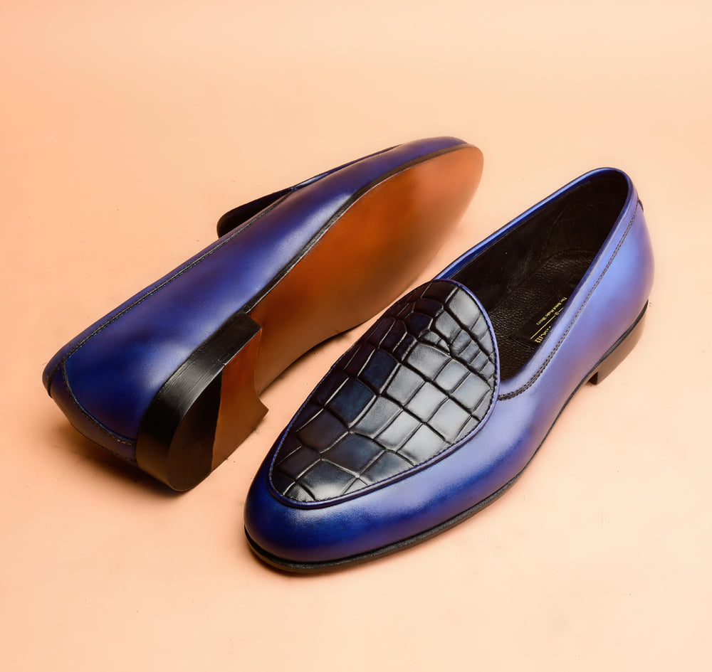 Blue Belgian Loafers For Men
