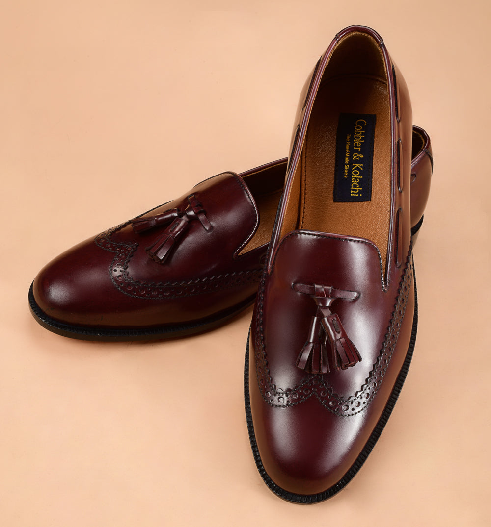 Christian louboutin Classic And Modren Design Blend The Burgundy Tassel Loafers
