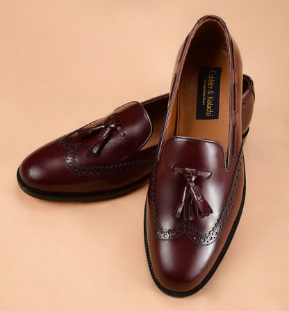 Christian louboutin Classic And Modren Design Blend The Burgundy Tassel Loafers