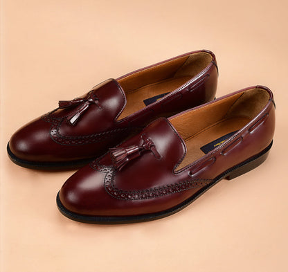 Christian louboutin Classic And Modren Design Blend The Burgundy Tassel Loafers