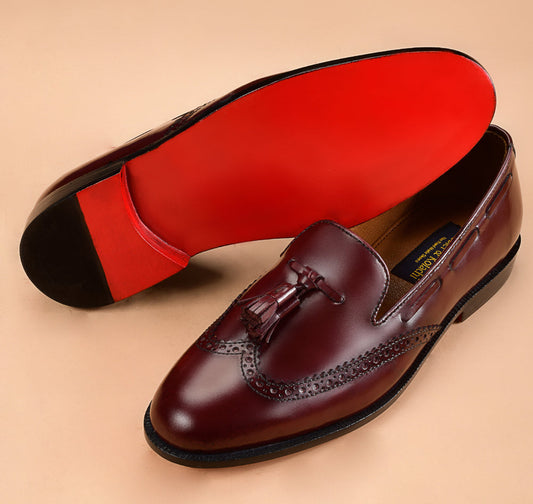 Christian louboutin Classic And Modren Design Blend The Burgundy Tassel Loafers