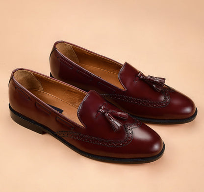 Christian louboutin Classic And Modren Design Blend The Burgundy Tassel Loafers
