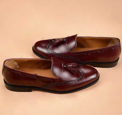 Christian louboutin Classic And Modren Design Blend The Burgundy Tassel Loafers