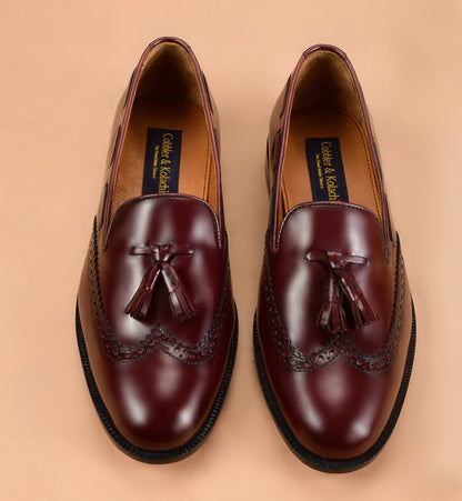 Christian louboutin Classic And Modren Design Blend The Burgundy Tassel Loafers
