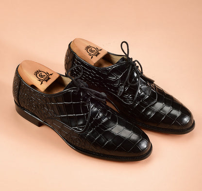 Christian louboutin Crocodile Embossed Black Derby