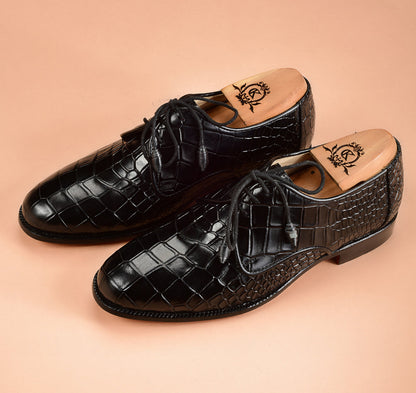 Christian louboutin Crocodile Embossed Black Derby