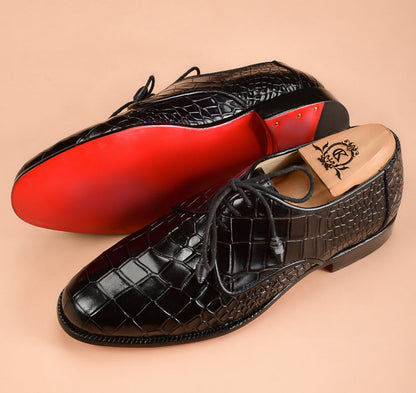 Christian louboutin Crocodile Embossed Black Derby