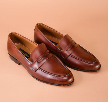 Christian louboutin Red Brown Loafers for Men | Handcrafted Full-Grain Calfskin Leather