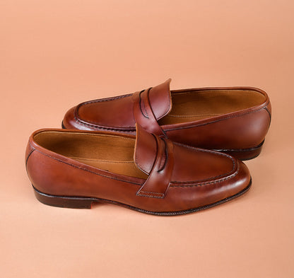 Christian louboutin Red Brown Loafers for Men | Handcrafted Full-Grain Calfskin Leather