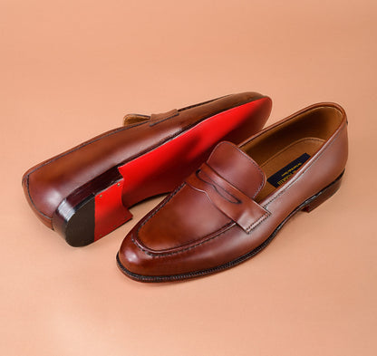 Christian louboutin Red Brown Loafers for Men | Handcrafted Full-Grain Calfskin Leather