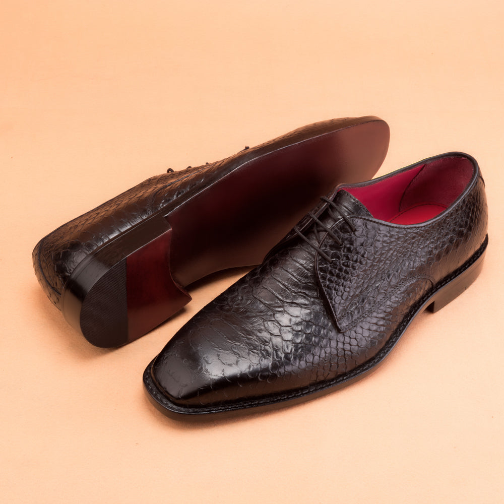 Classic Python Embossed Black Derby