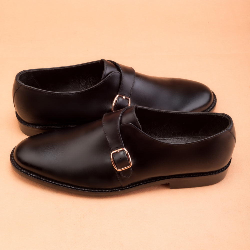 Marvelous Black Single Monk-Strap Dress Shoes