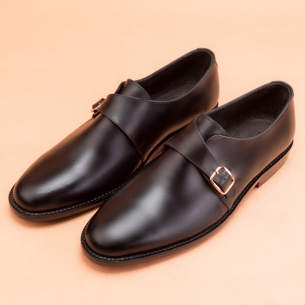 Marvelous Black Single Monk-Strap Dress Shoes