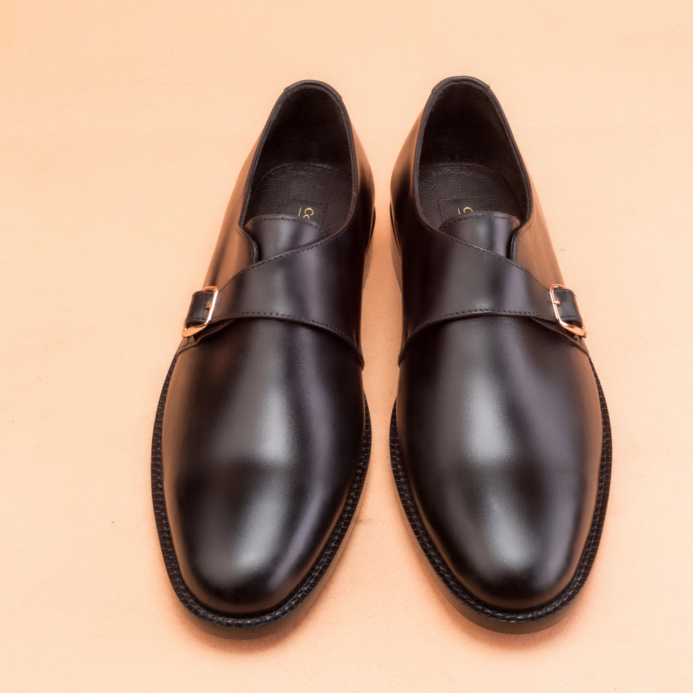 Marvelous Black Single Monk-Strap Dress Shoes