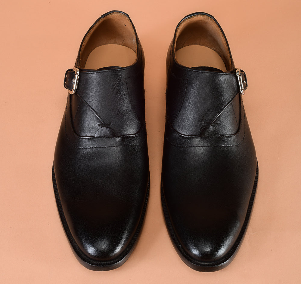 Marvelous Black Single Monk-Strap Dress Shoes