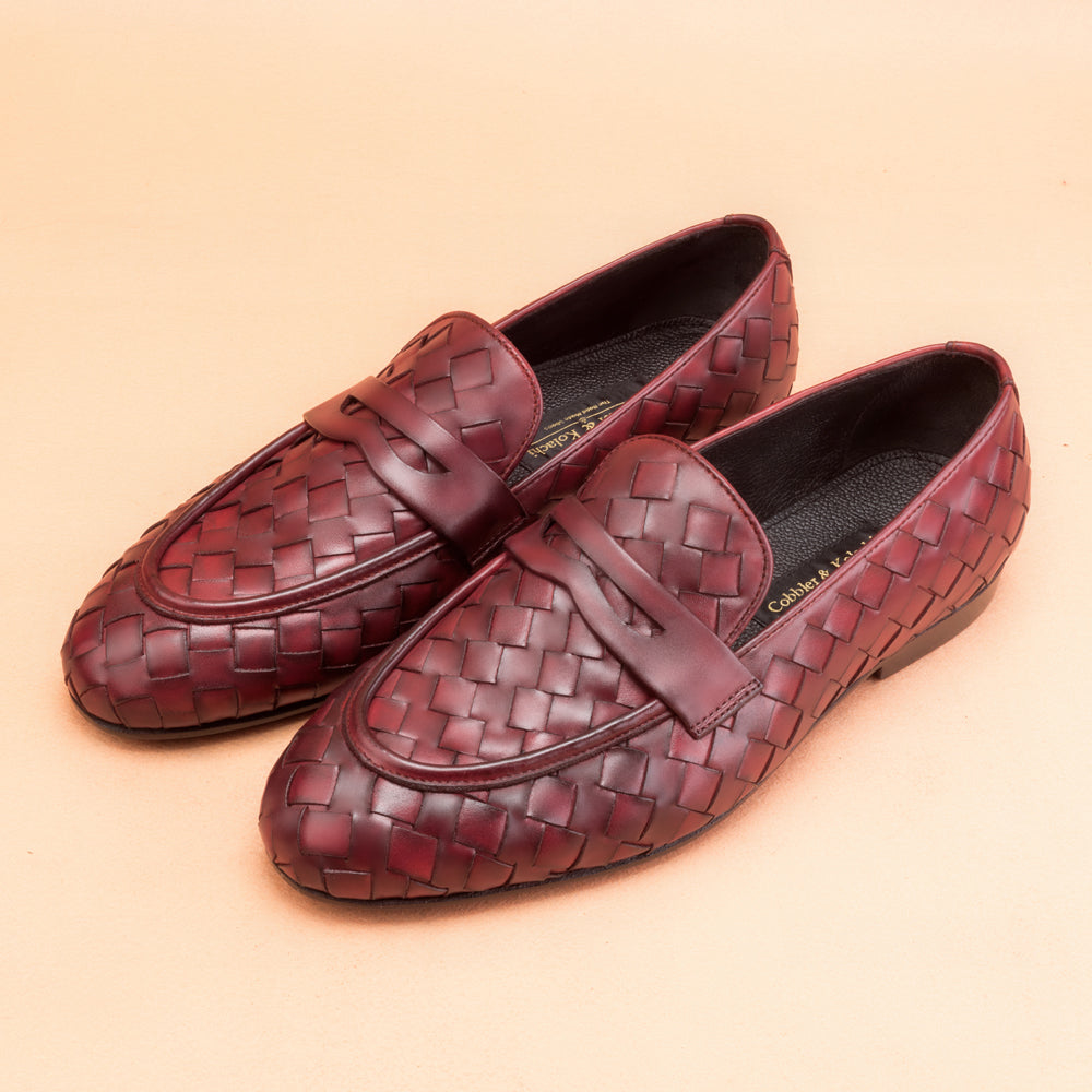 The Classic Burgundy Woven Loafers