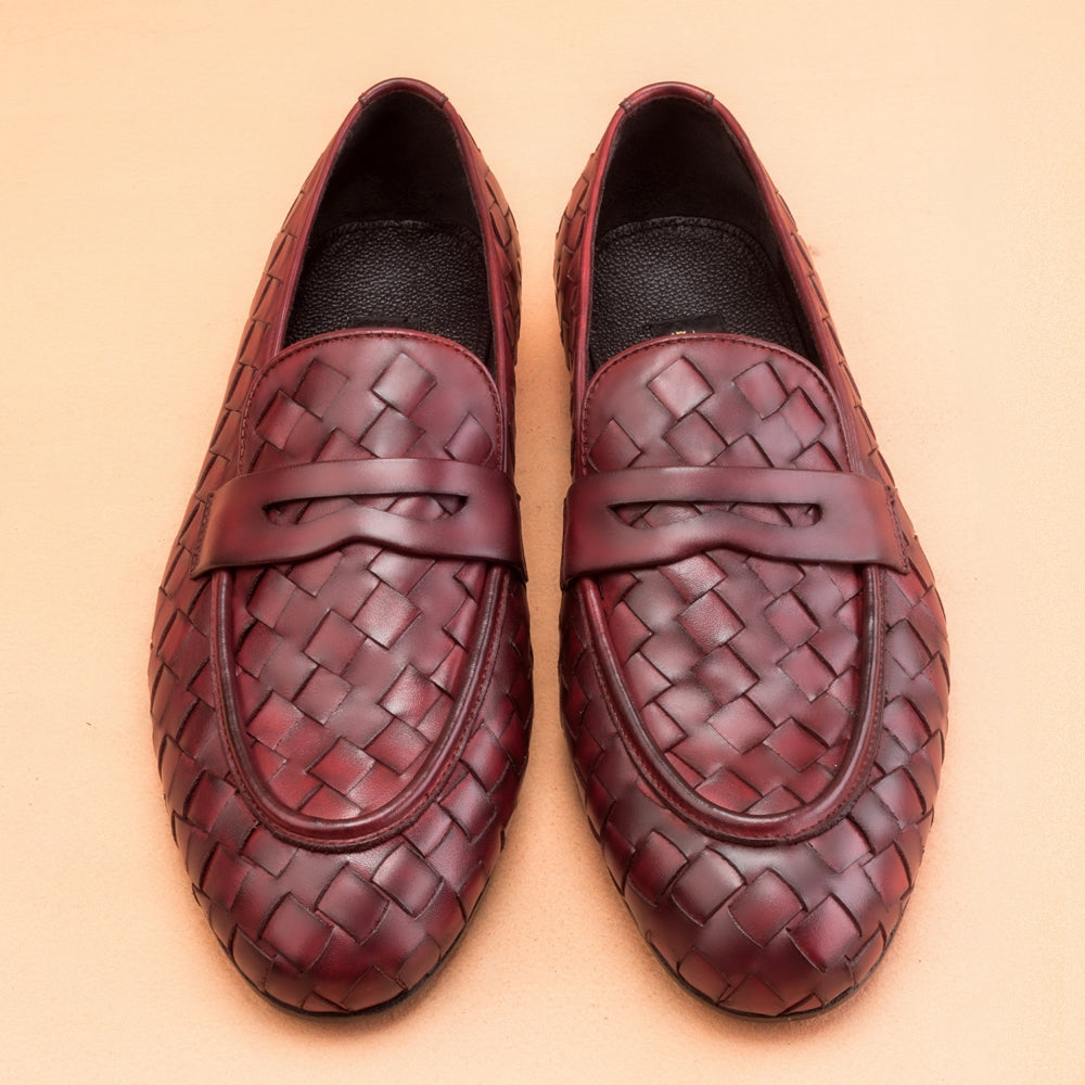 The Classic Burgundy Woven Loafers