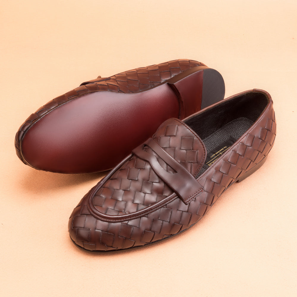 The Classic Cocoa Brown Woven Loafers