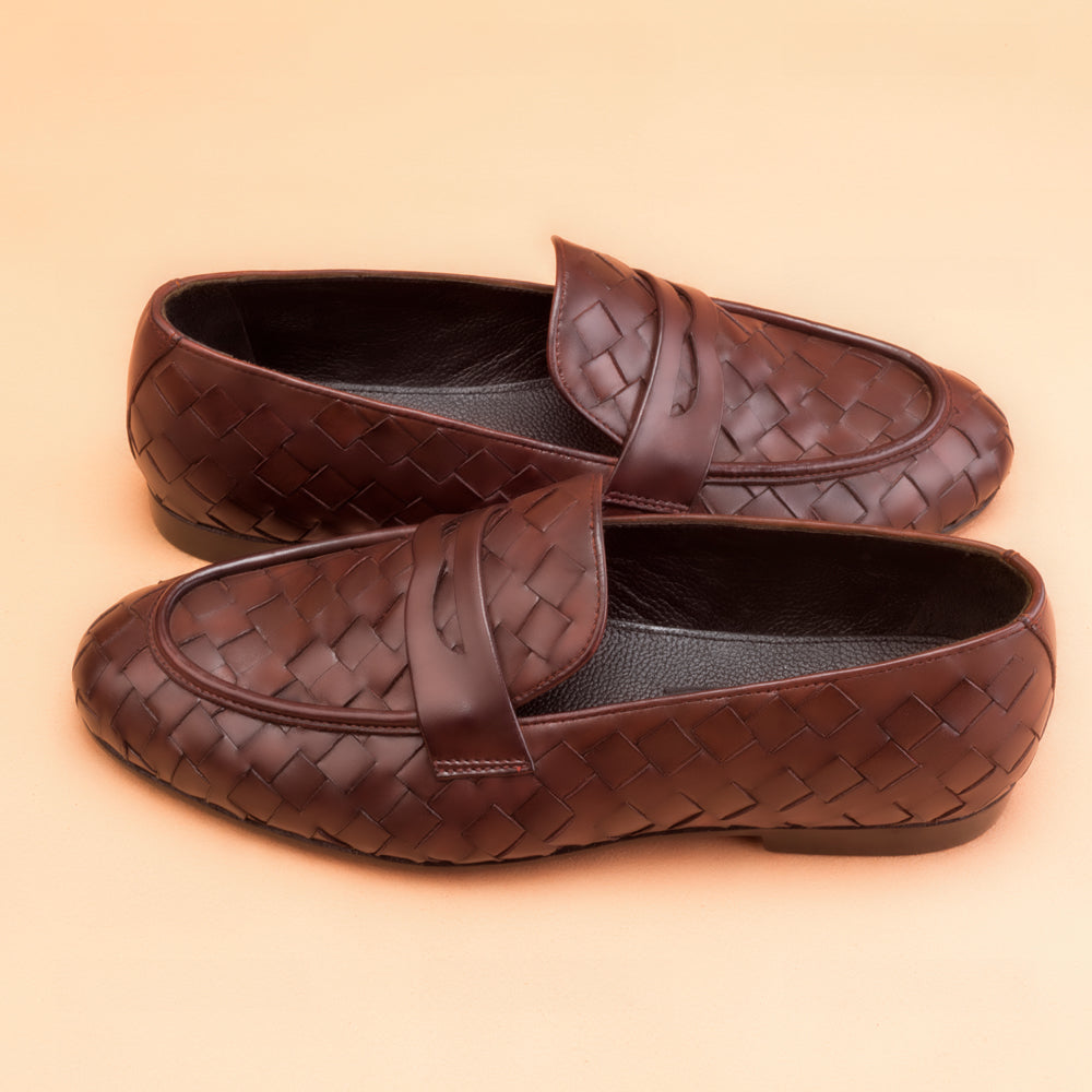 The Classic Cocoa Brown Woven Loafers