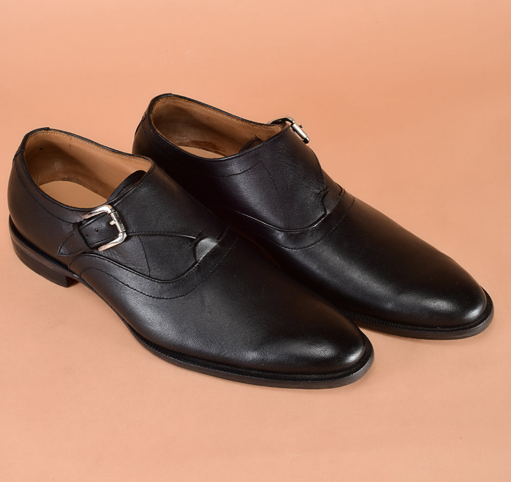 Marvelous Black Single Monk-Strap Dress Shoes