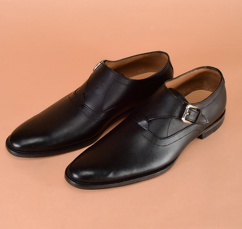 Marvelous Black Single Monk-Strap Dress Shoes