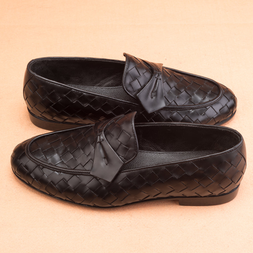 The Classic Black Woven Loafers