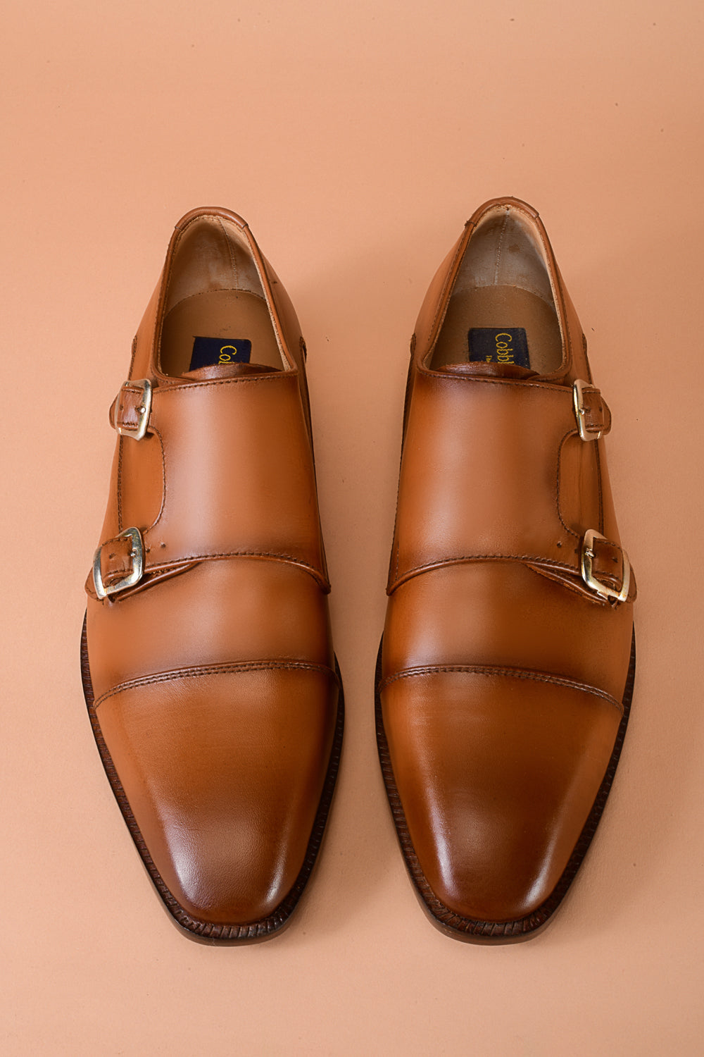 Light Tan Patina Double Monk-Straps Shoes