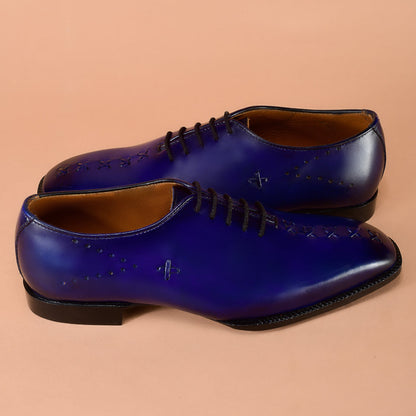 Whole-Cut Blue Patina Oxfords