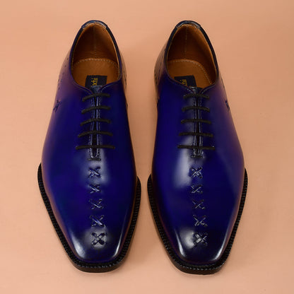 Whole-Cut Blue Patina Oxfords