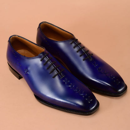 Whole-Cut Blue Patina Oxfords