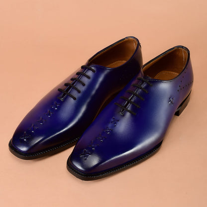 Whole-Cut Blue Patina Oxfords