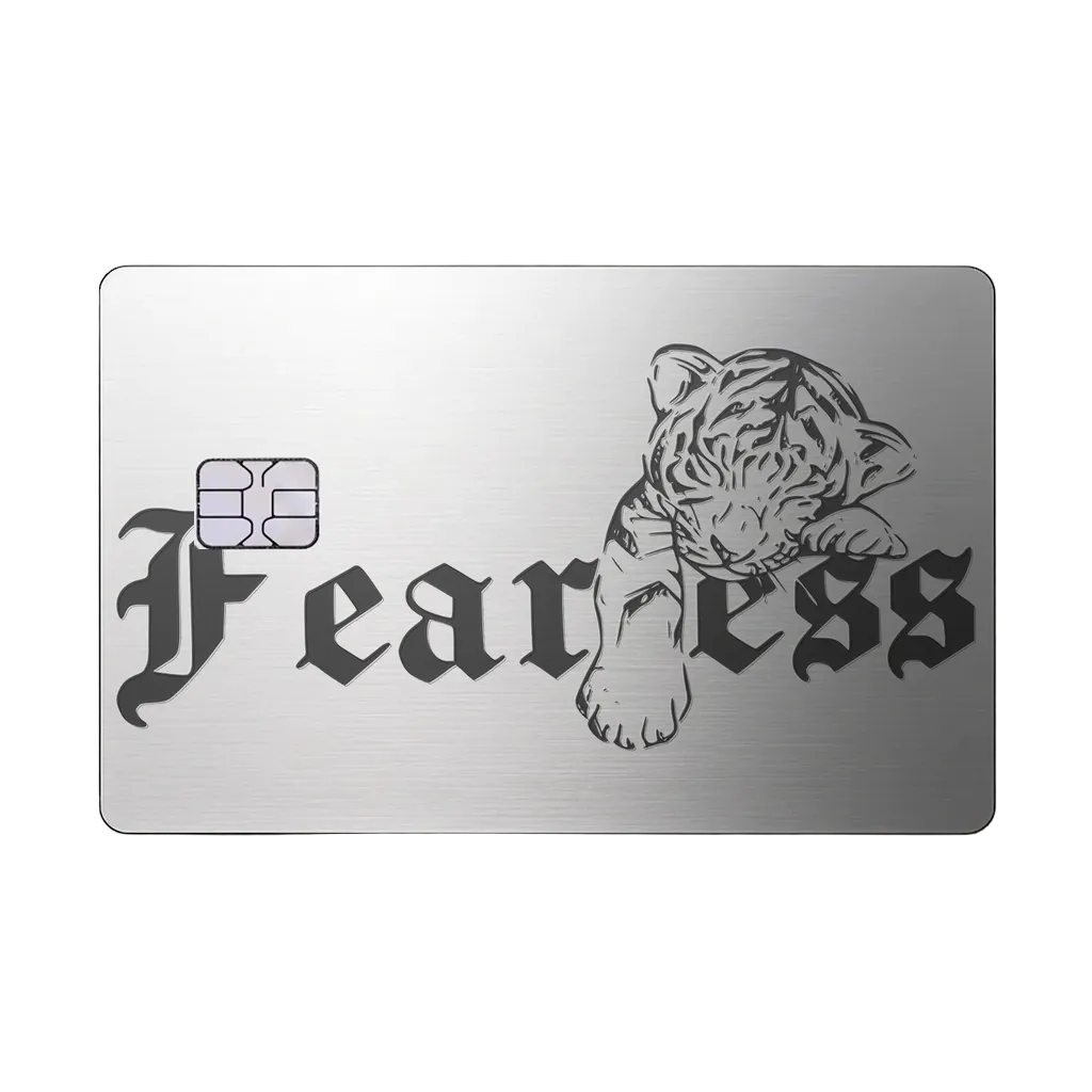 Fearless Lion luxury metal card in brushed silver finish