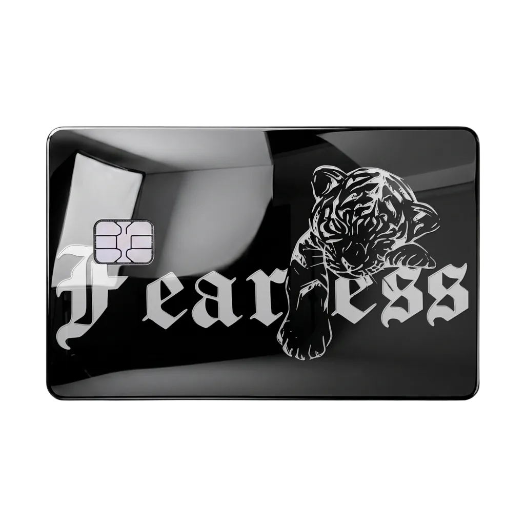 Fearless Lion luxury metal card in glossy black finish