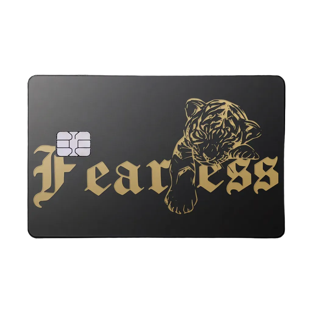 Fearless Lion luxury metal card in matte black and gold finish