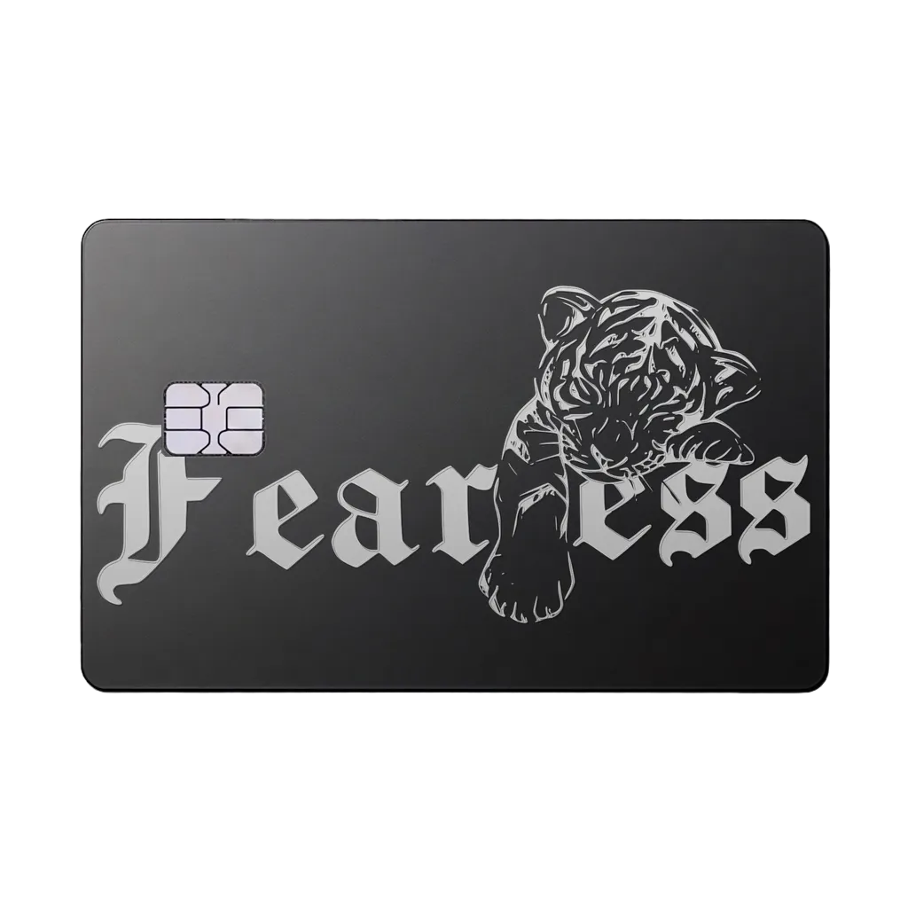 Fearless Lion luxury metal card in matte black and silver finish